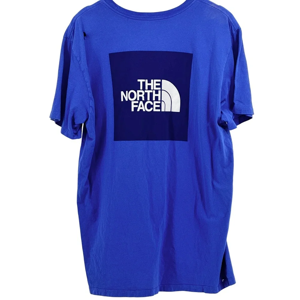 The North Face T-Shirt XL Blue Distressed Grunge Worn Graphic Tee Short‎ Sleeve